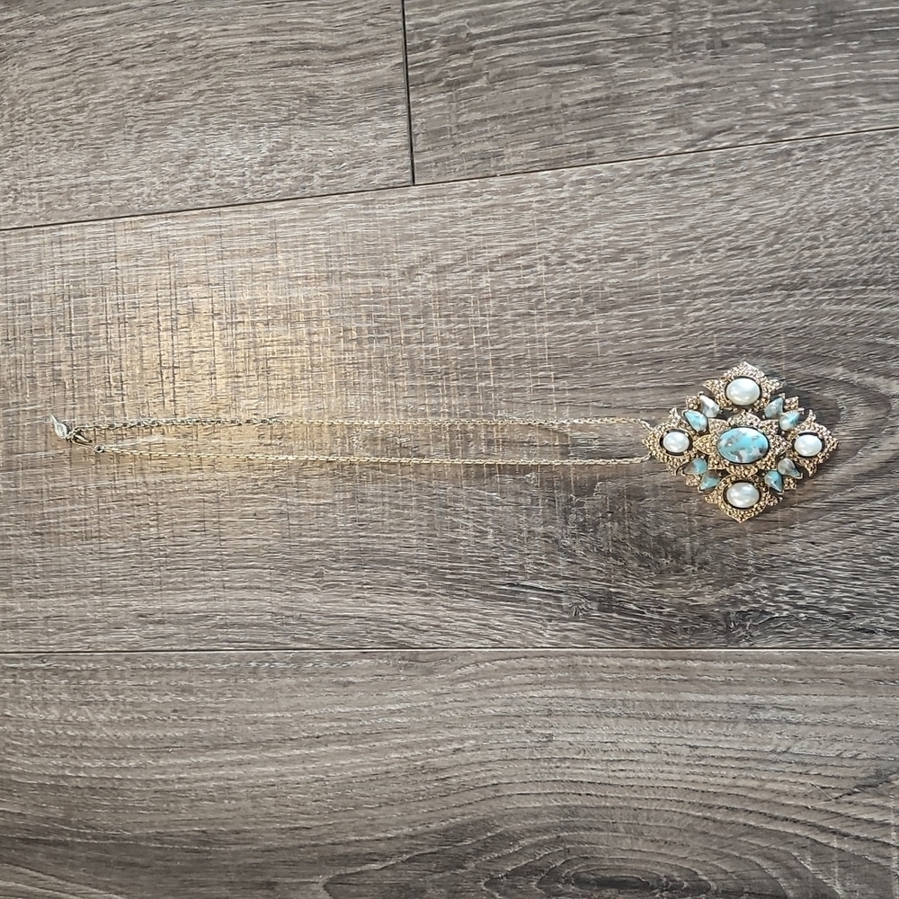 Vintage Sarah Coventry Turquoise Brooch Necklace